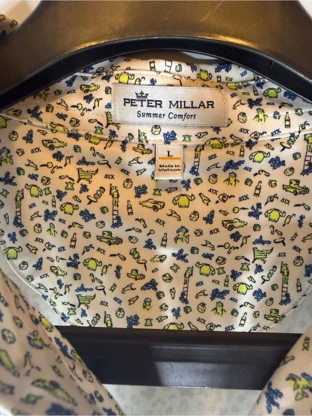 Peter Millar White Polo with Blue and Green
